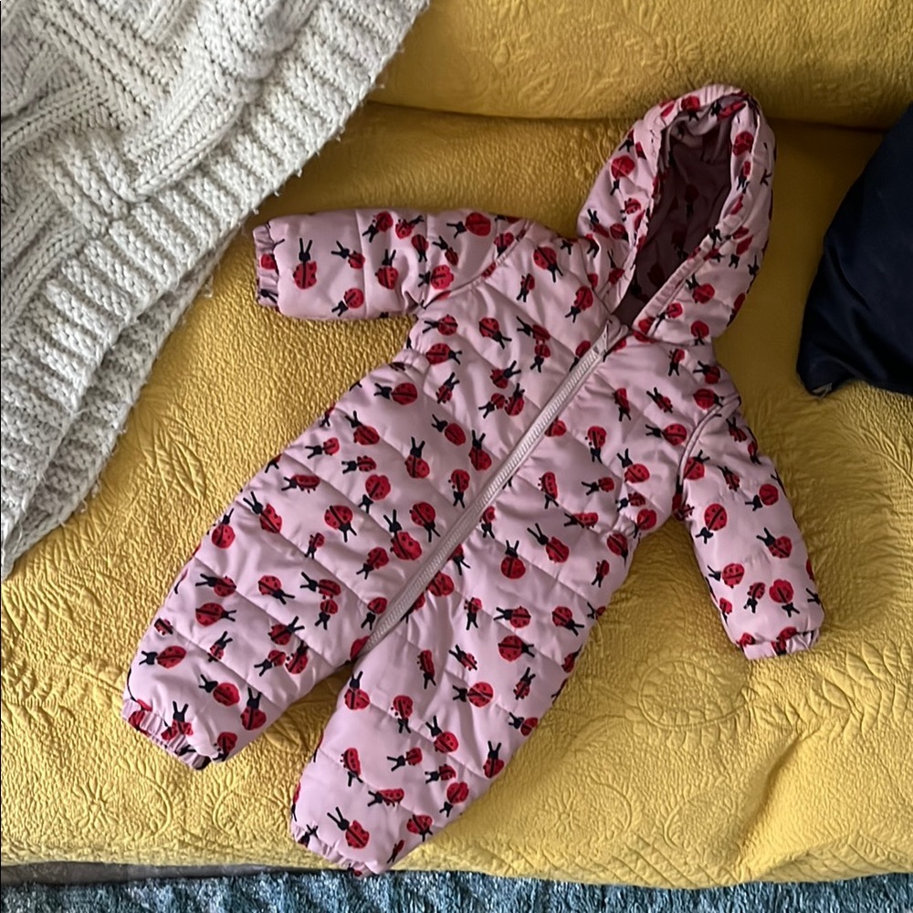 Pink Baby  ladybug Snowsuit 🐞